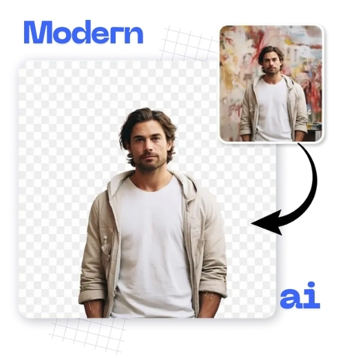 Portrait photo with the background removed to a clean backdrop